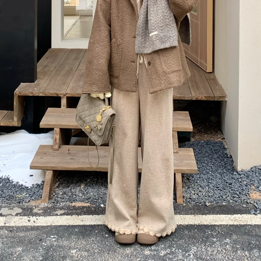 赵小小【暖冬之行】9679 木耳边阔腿休闲裤秋冬爆款巨好看的针织裤