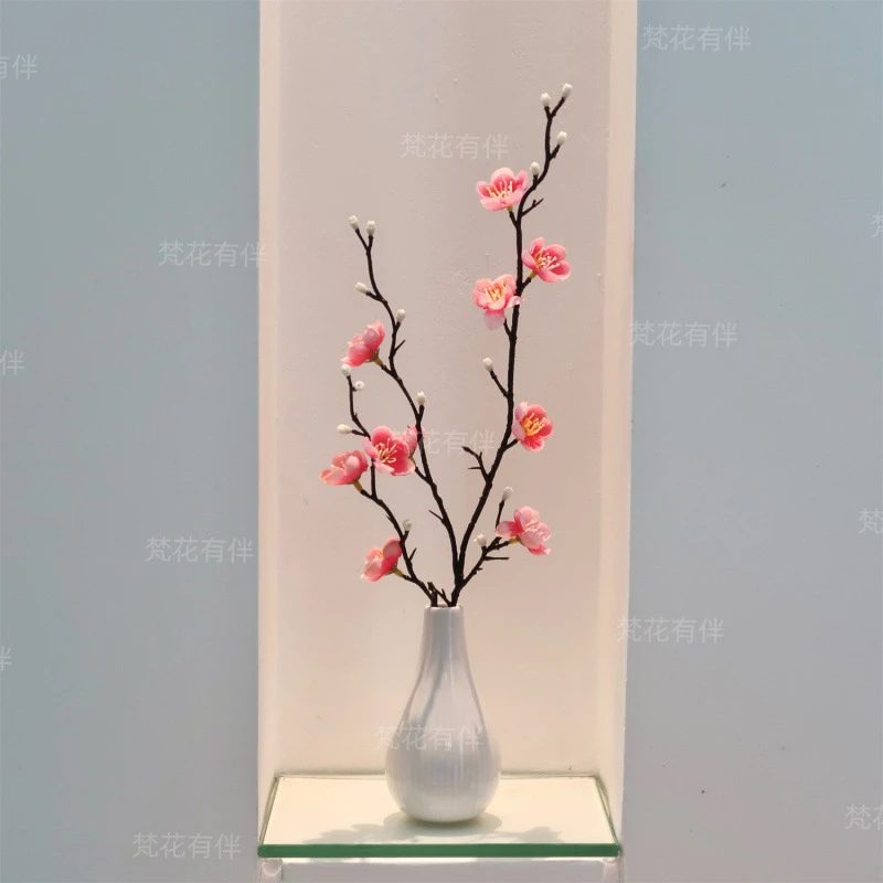 腊梅花仿真花束树枝梅花新中式茶几摆件家居装饰客厅玄关花艺摆件