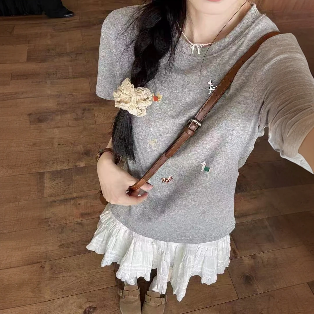 【幻城雨专属】短袖卡通印花圆领正肩T恤百搭学院风时尚夏季新款女