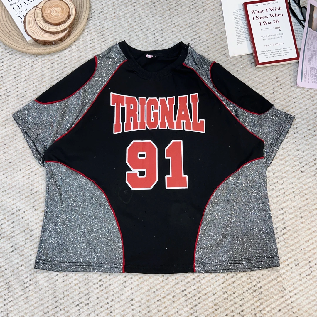 2025春季新款宽松百搭字母印花时尚短袖T恤4341