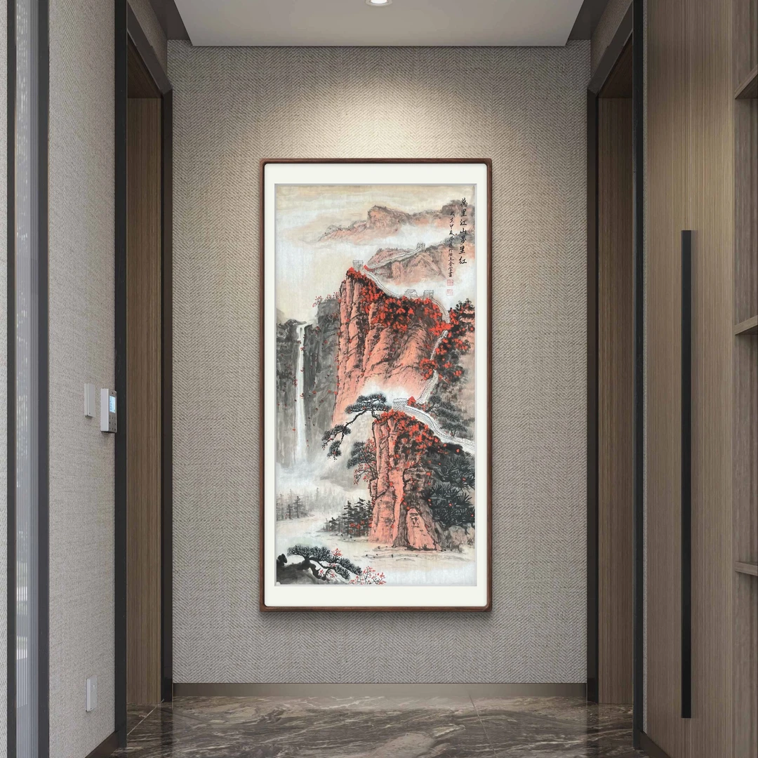 太行长城风景手绘客厅办公室玄关挂画沙发背景墙装饰画国画四尺