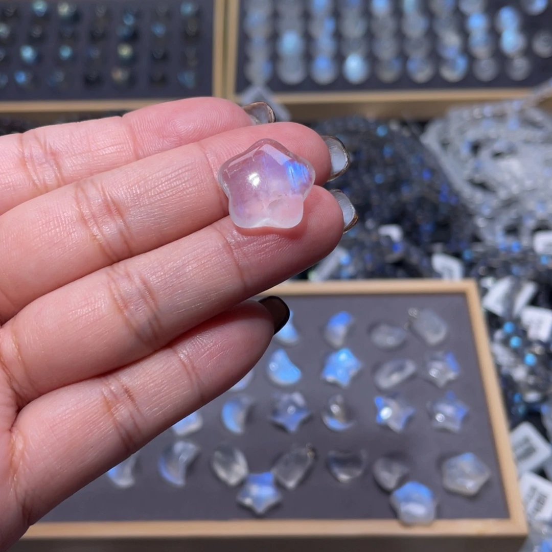 月光石颈饰未镶嵌白****）蓝月光星星