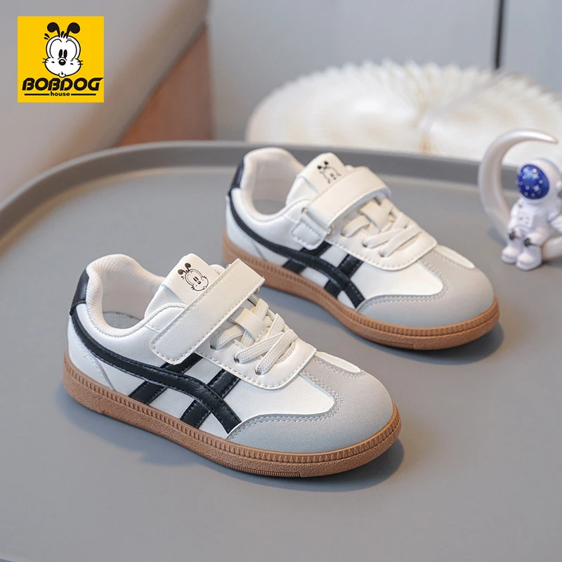 巴布豆家族童鞋2025春秋新款男童阿甘鞋皮面儿童百搭软底机能鞋子