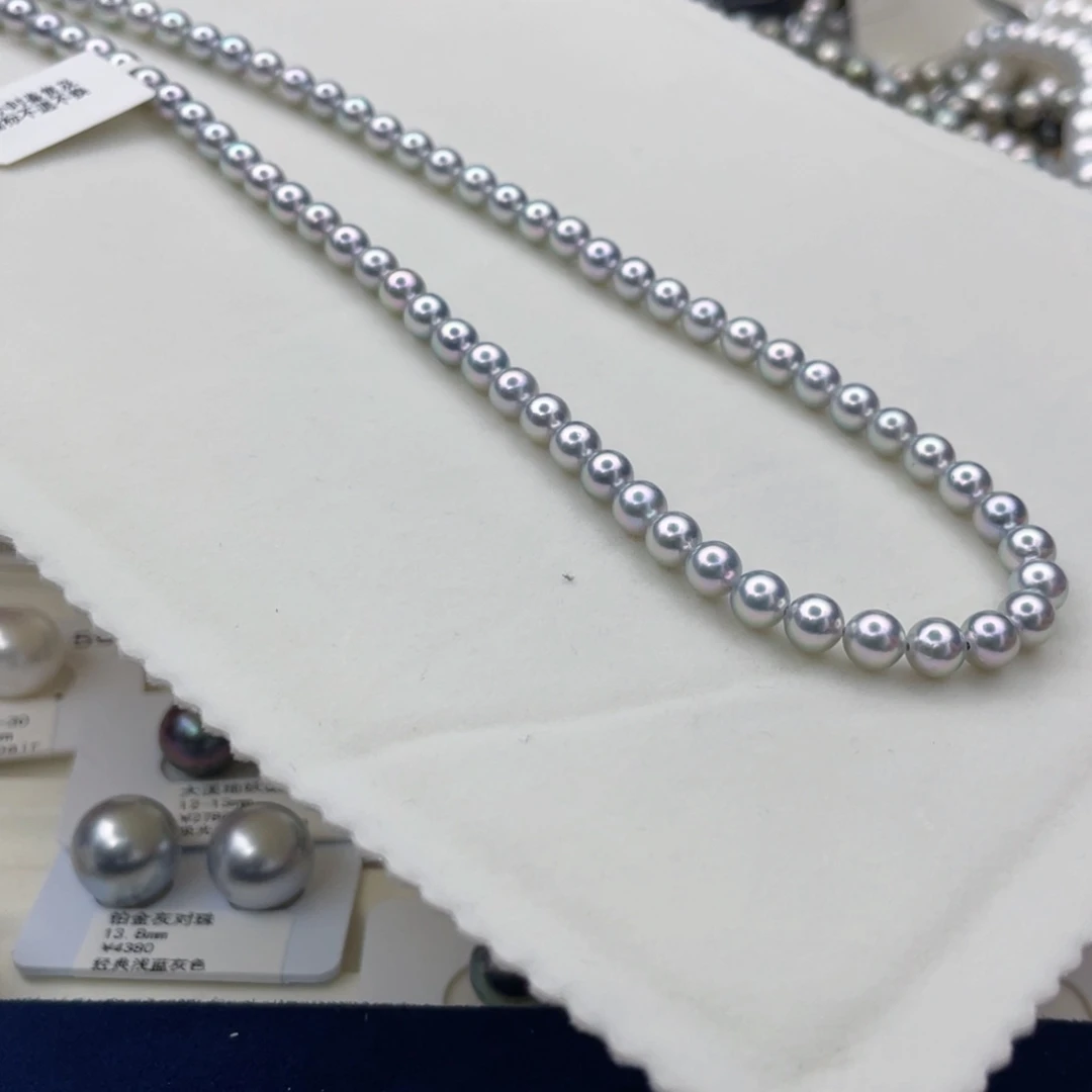 耳饰海水珍珠未镶嵌极光镜面真多麻项链正圆基本无瑕疵