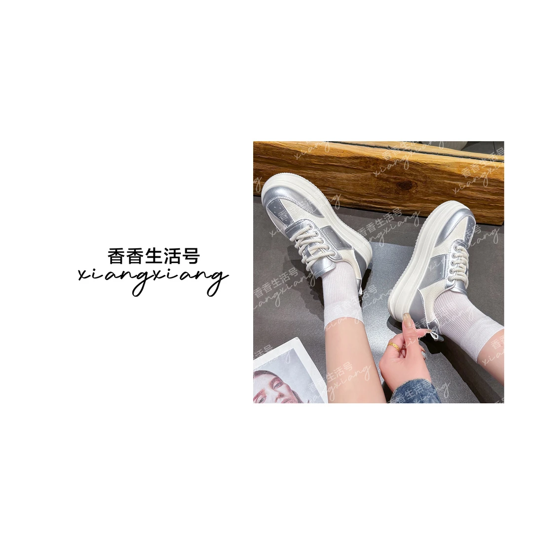 【香香严选】2025时尚百搭板鞋厚底增高小白鞋女款6662 跟高5CM