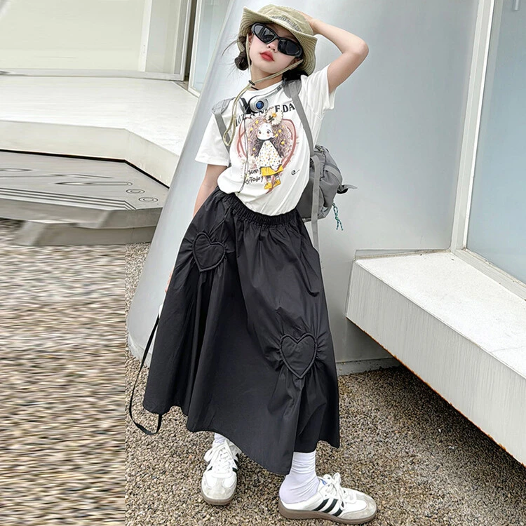 儿童衣服2025新款爆款大童女孩夏装女童6-12岁网红套装裙洋气甜酷