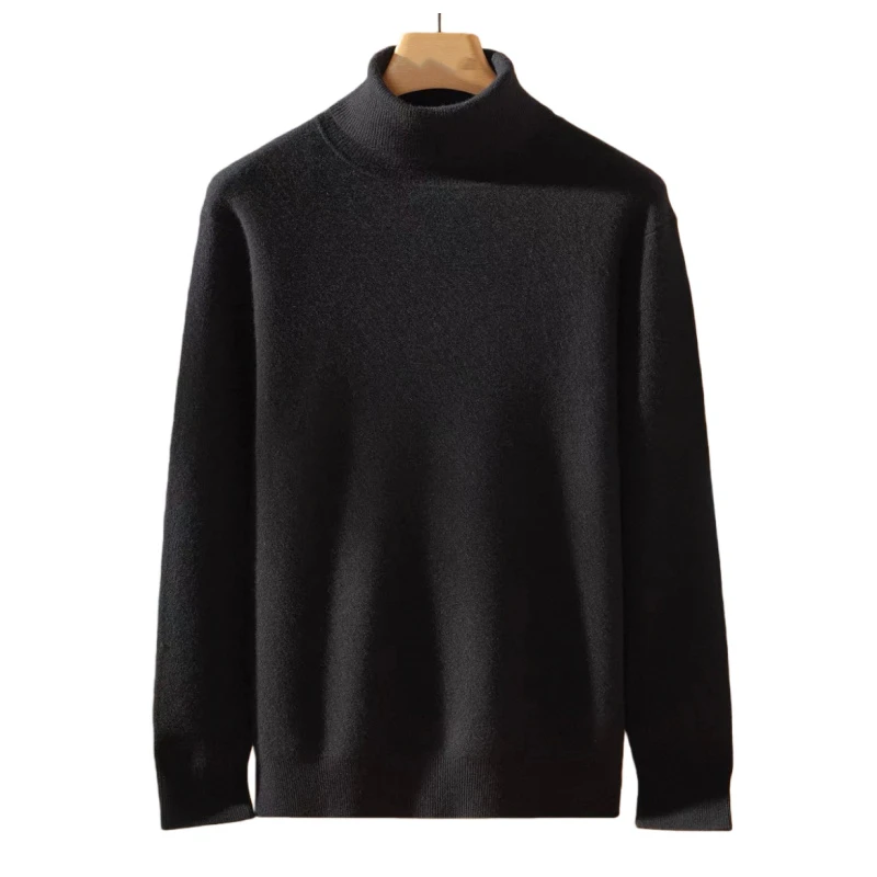 【大叔心选】新款黑色高领针织衫开衫毛衣