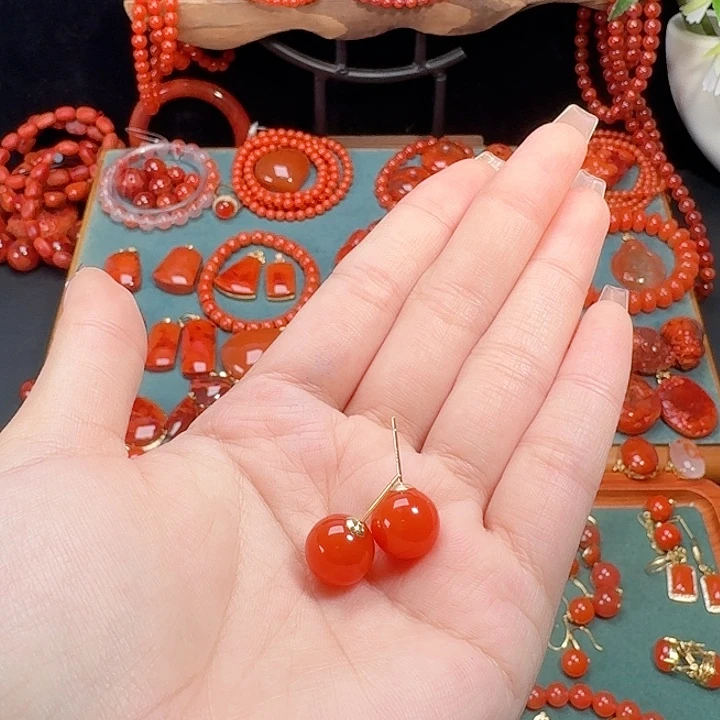 南红玛瑙银S925镶嵌10+顶货