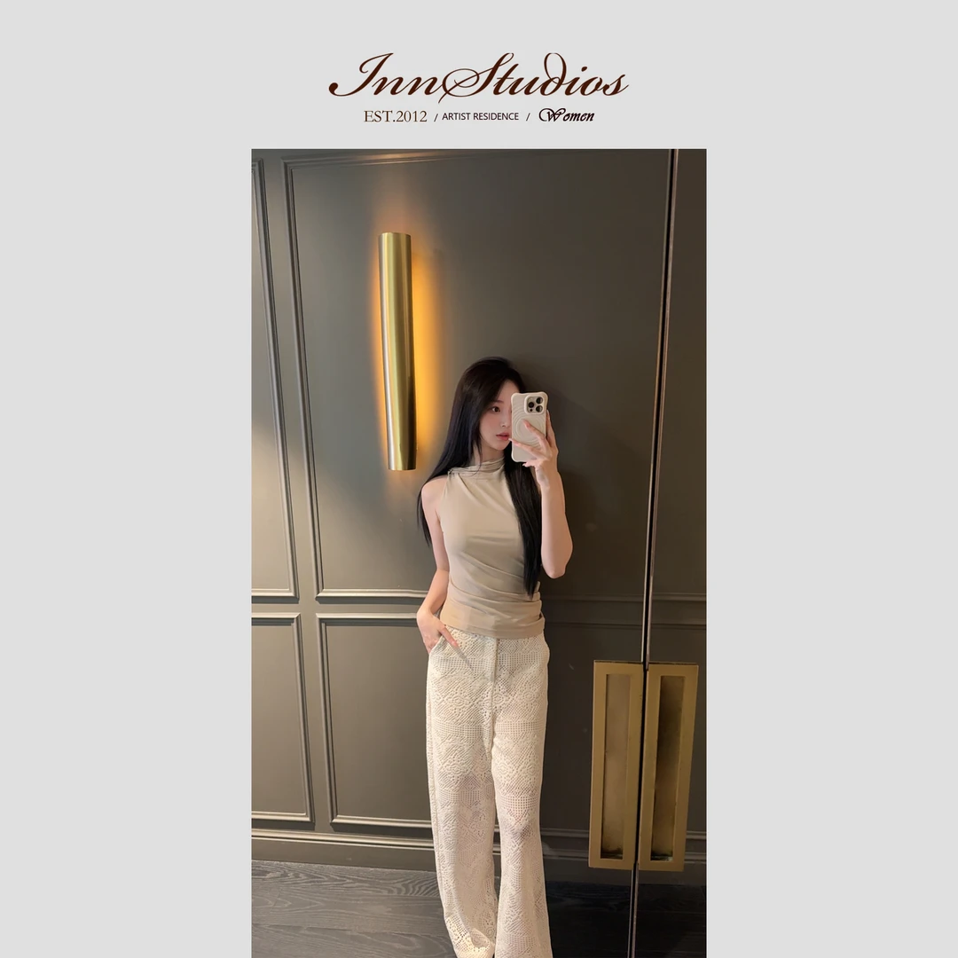 Innstudios「一口奶茶」小众气质设计感无袖上衣