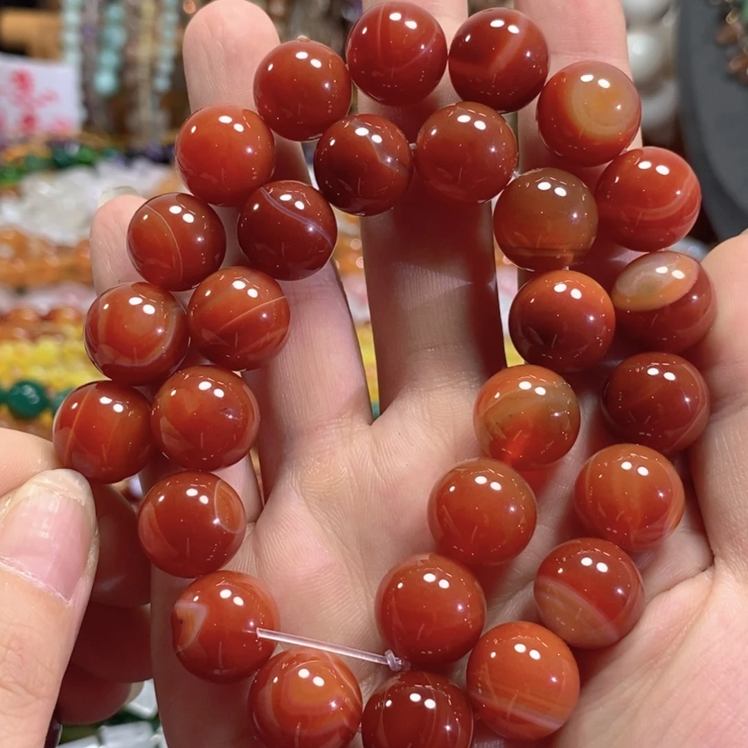 未镶嵌玛瑙/玉髓珠宝半成品蚕丝玛瑙一条卡14mm