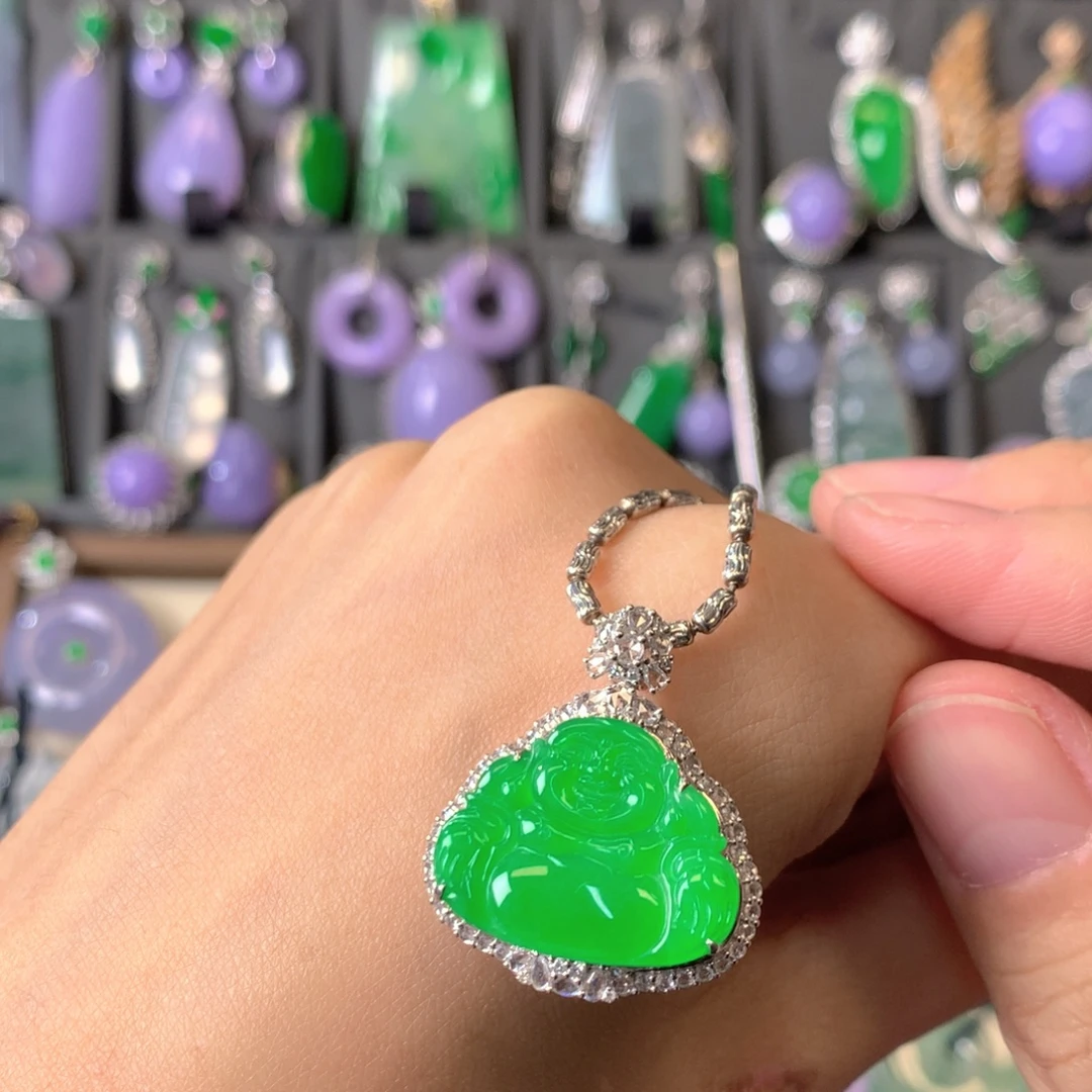 翡翠18K金镶嵌吊坠(不含链)