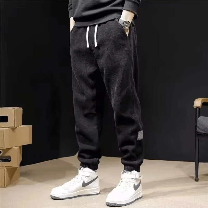 仓石一树潮流束脚卫裤男装秋冬2025新款加绒加厚百搭运动休闲长裤
