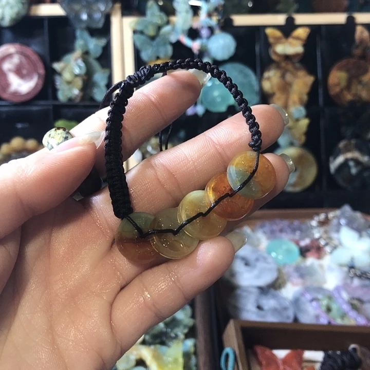 岫玉未镶嵌岫玉五帝钱手链