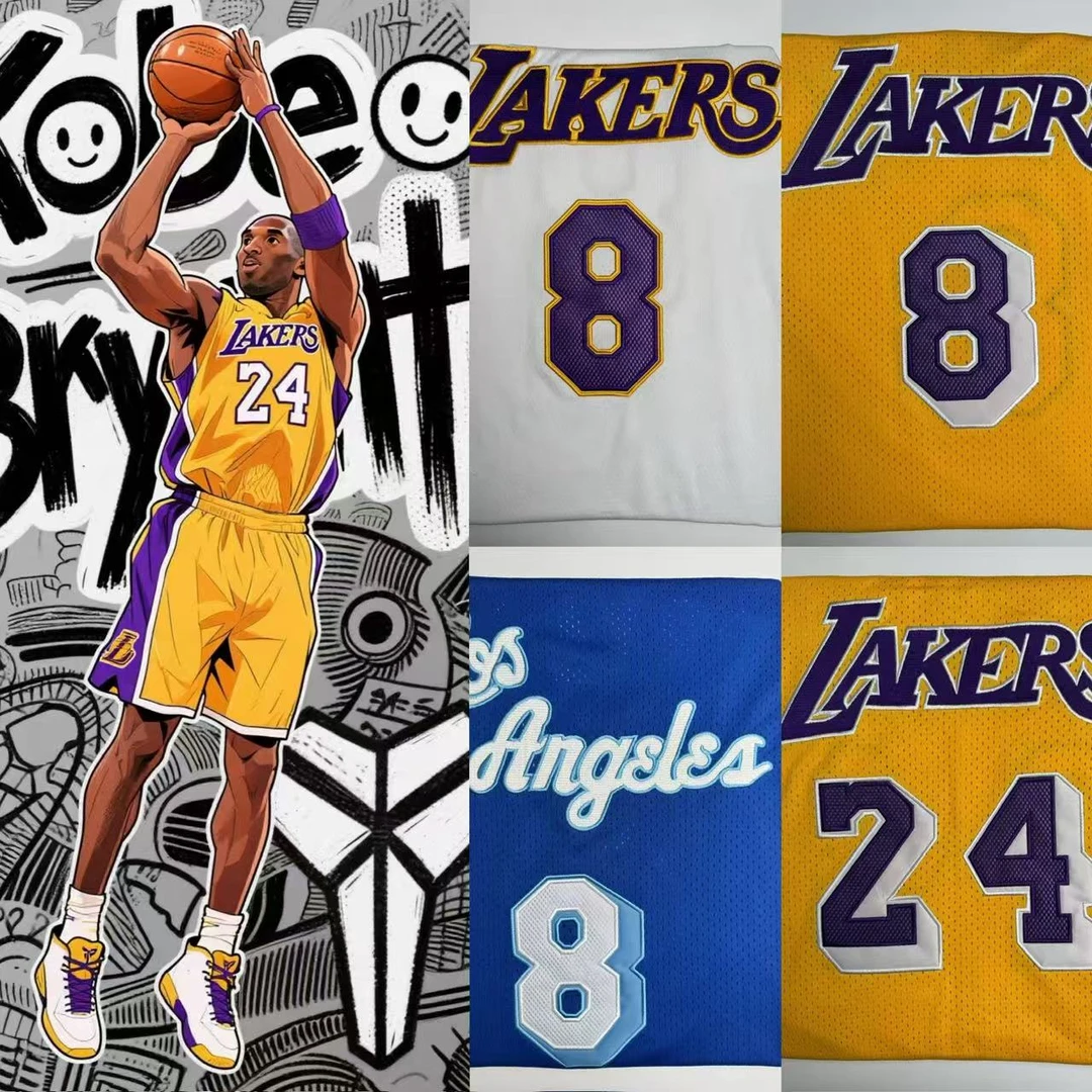 科比球员同款复古刺绣篮球球衣网眼速干透气美式训练篮球服训练服