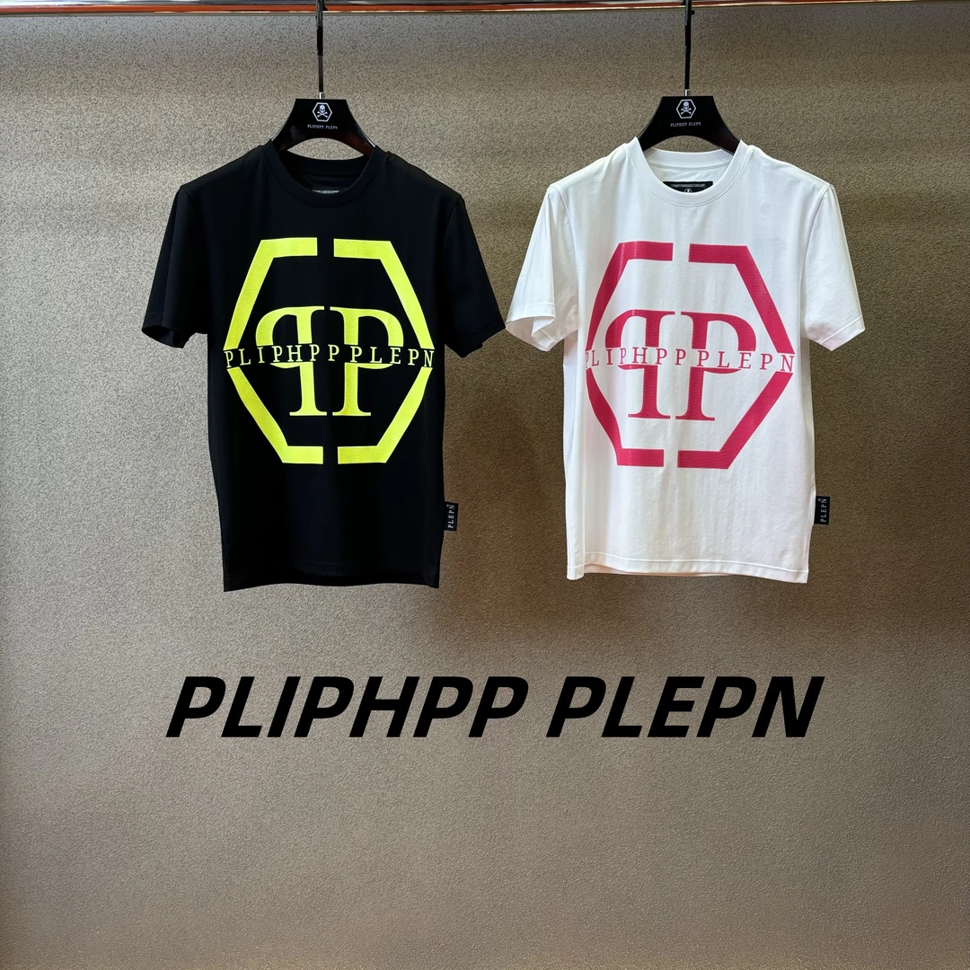 PLIPHPP PLEPN正品PP欧美简约修身冷压工艺PP标款男士短袖T恤1671