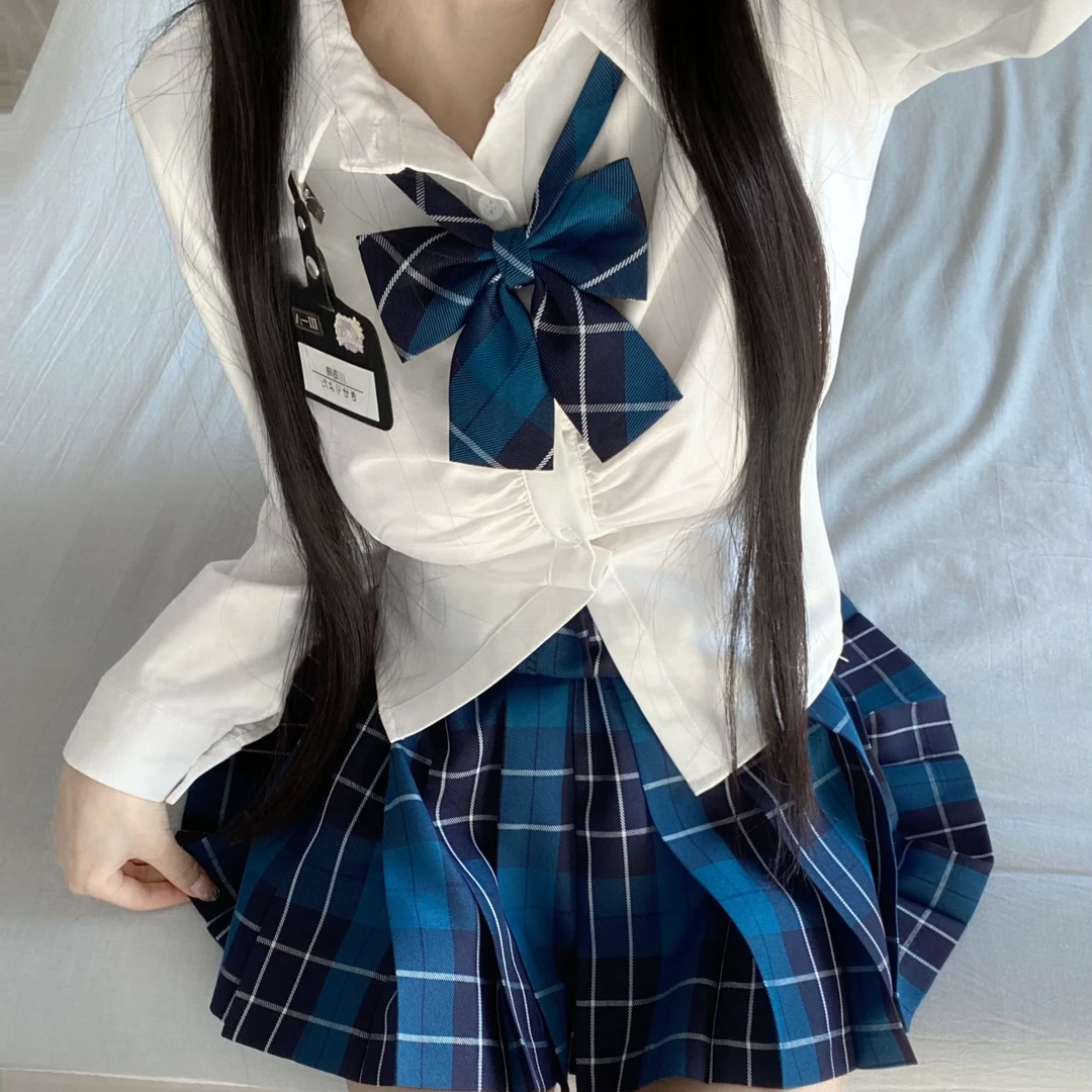 原创占星师澜同格【优等生】校供新款百搭显白宝石蓝jk格裙学院风
