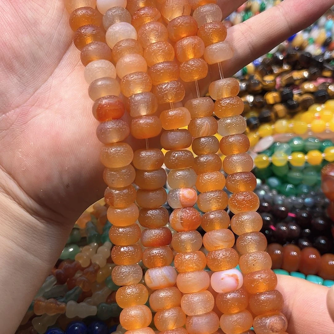 玛瑙/玉髓合金珠宝半成品橘皮算盘一条12mm
