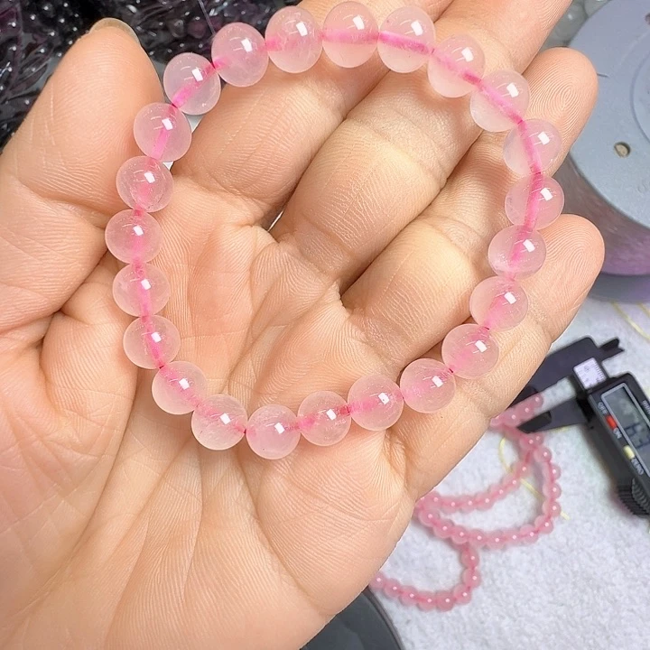 水晶手链未镶嵌粉晶单曲手串8mm左右