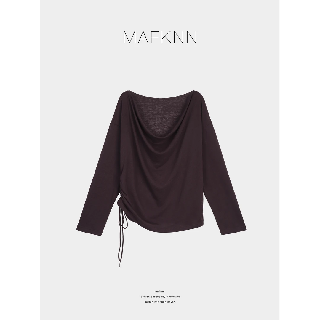 MAFKNN/玛肯时尚休闲简约纯色夏季抽绳长袖防晒小衫上衣MK12866