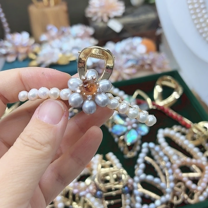 淡水珍珠发饰银S925镶嵌