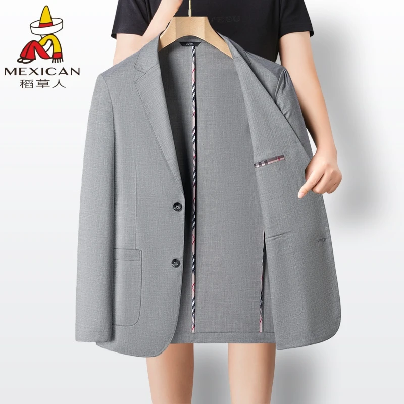 Mexican/稻草人高端西服套装男商务藏青色新郎结婚礼服男士西装