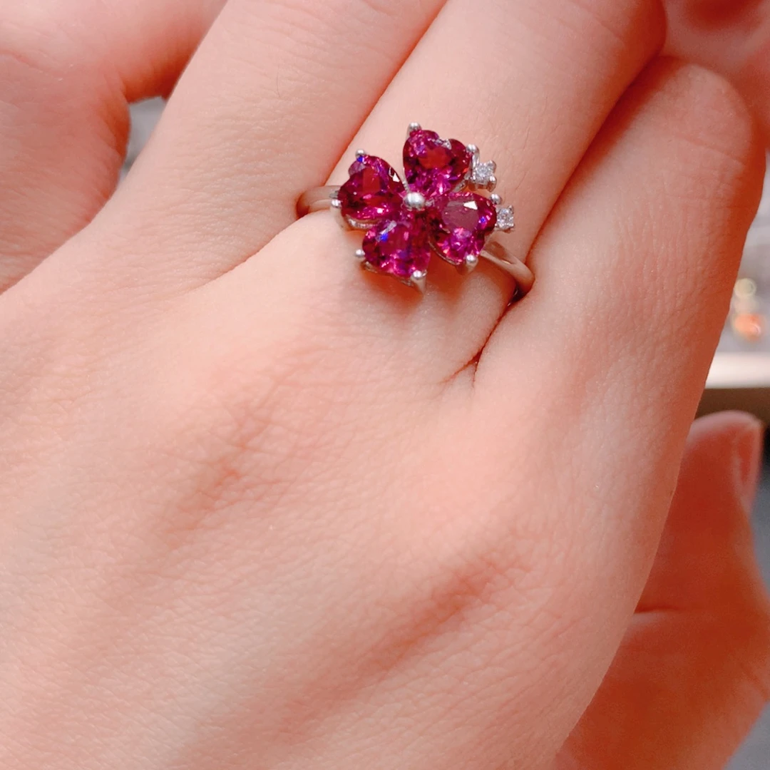 石榴石戒指银S925镶嵌