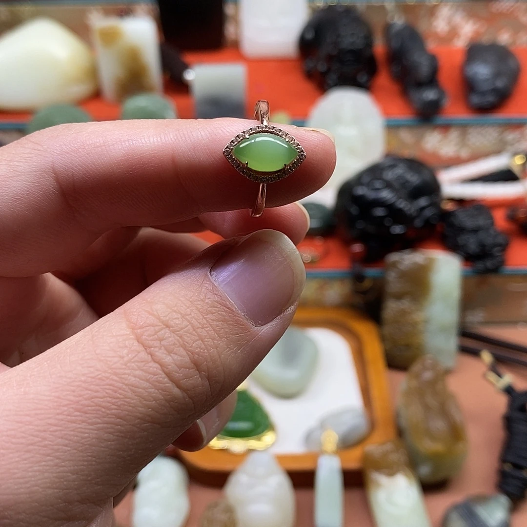 和田玉银S925镶嵌戒指