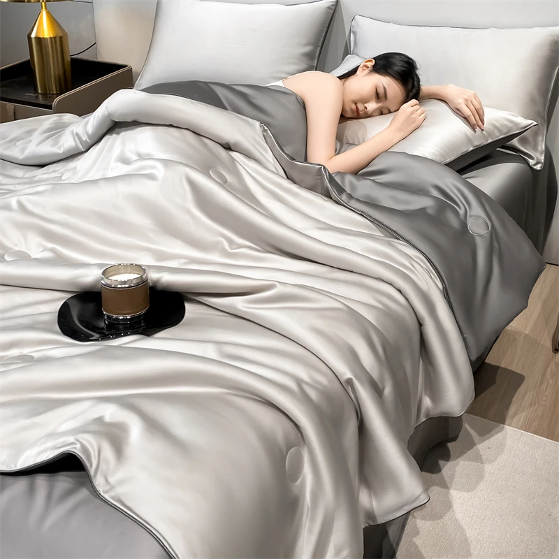 新款天丝双拼滚边夏被单件家用双人夏凉被床单四季套丝滑裸睡夏季