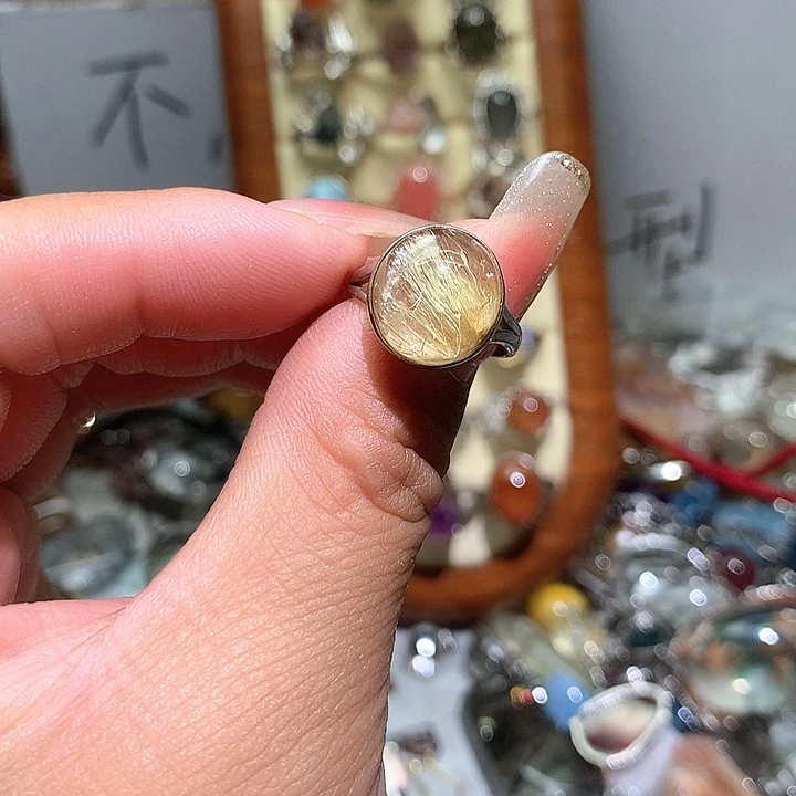 水晶戒指银S925镶嵌水晶大*