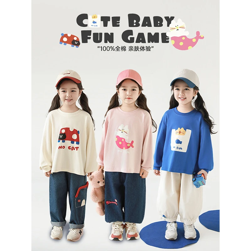 YOEHYAUL/幼悠幼悠【稚趣比赛】春叁波女童宝宝卡通印花T恤 GN5725