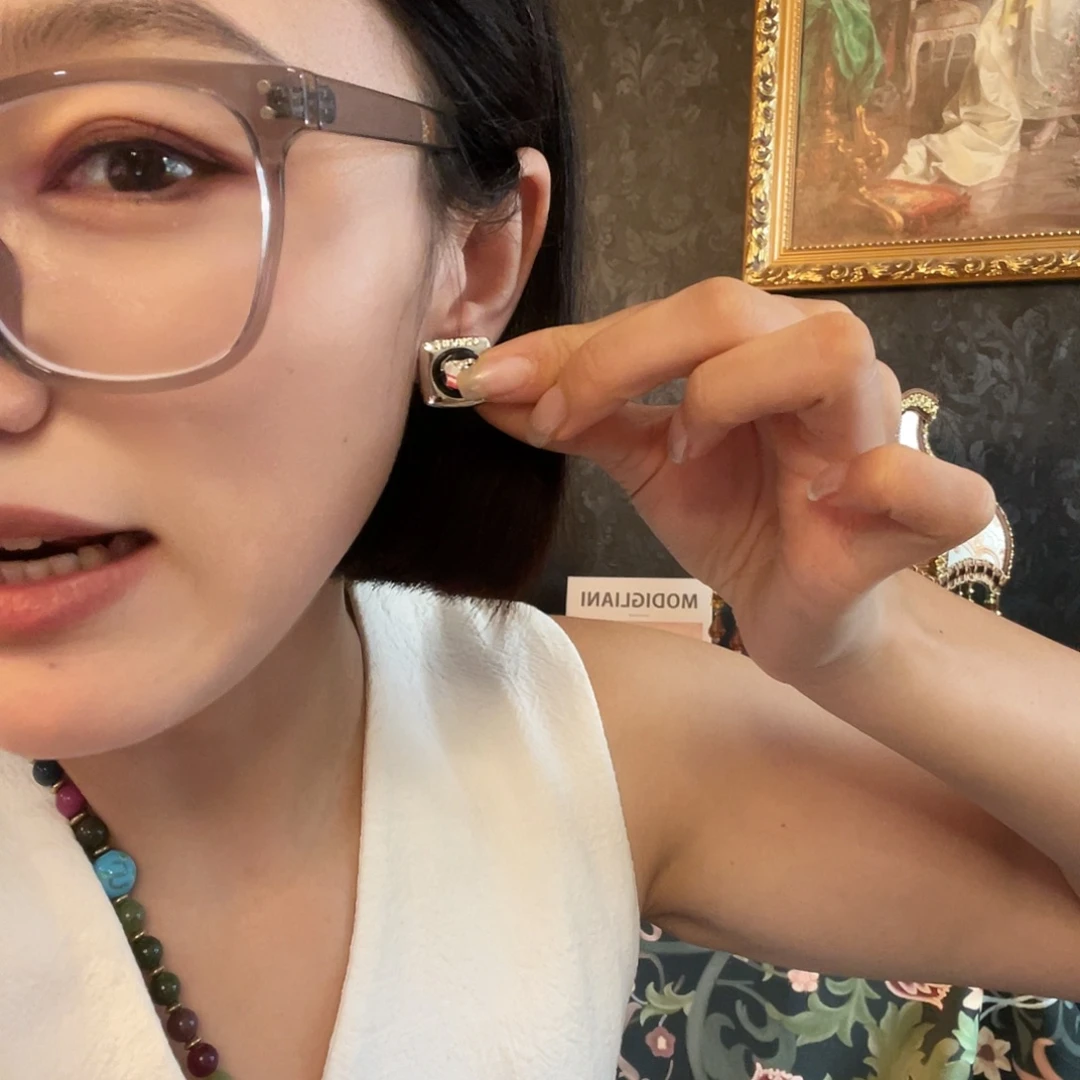 河***川琉璃纯铜925银耳钉 补戒指