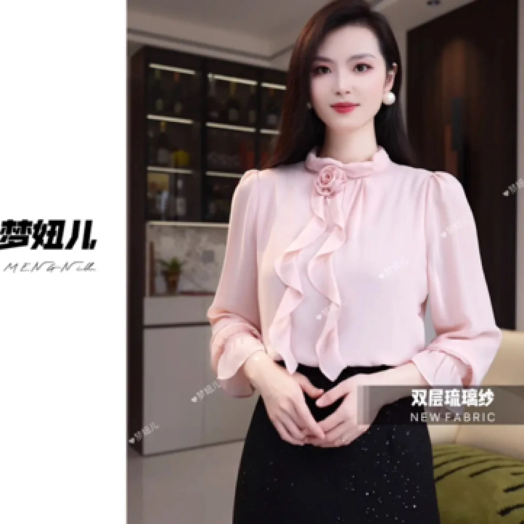 高级感欧若风时尚衬衫女2025春季气质通勤洋气显瘦上衣8523