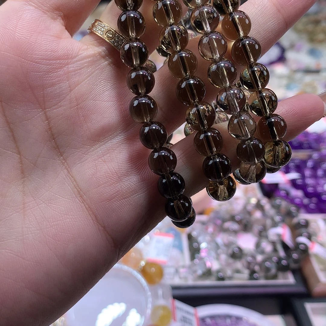 水晶手串未镶嵌茶晶7-8