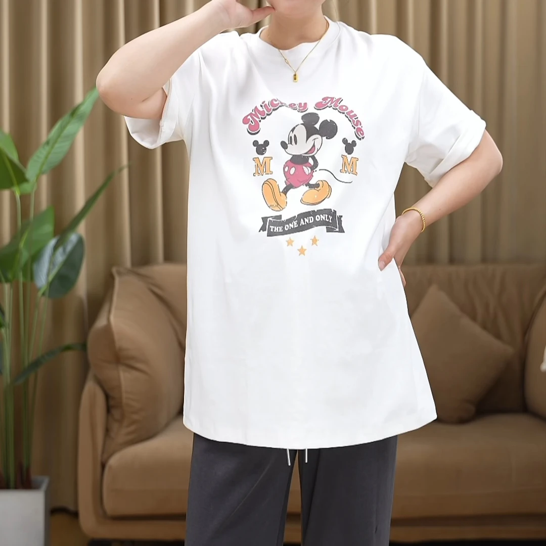 夏季新款孕妇圆领T恤卡通图案怀孕期遮肚子短袖上衣夏装孕妇装