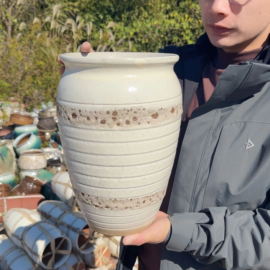 紫砂花盆口20高30（一个圈圈白色老庄