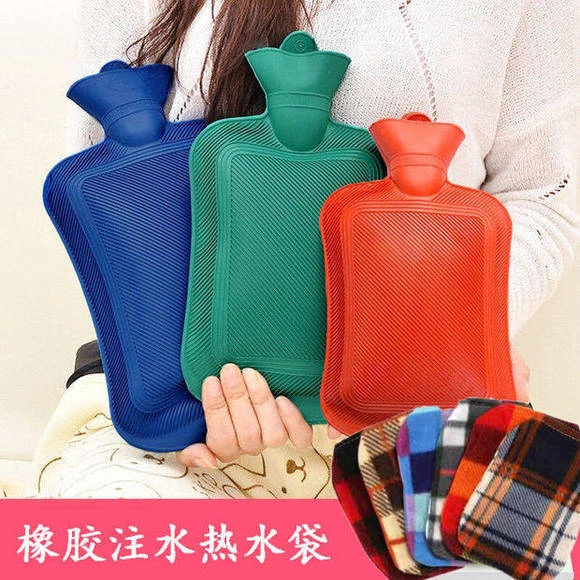 橡胶热水袋灌水老式暖肚子热敷大号注水加厚防烫毛绒暖水袋注水