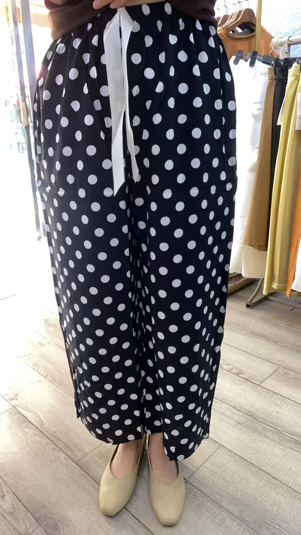 女士夏季棉绸宽松九分阔腿睡裤可外穿休闲防蚊裤