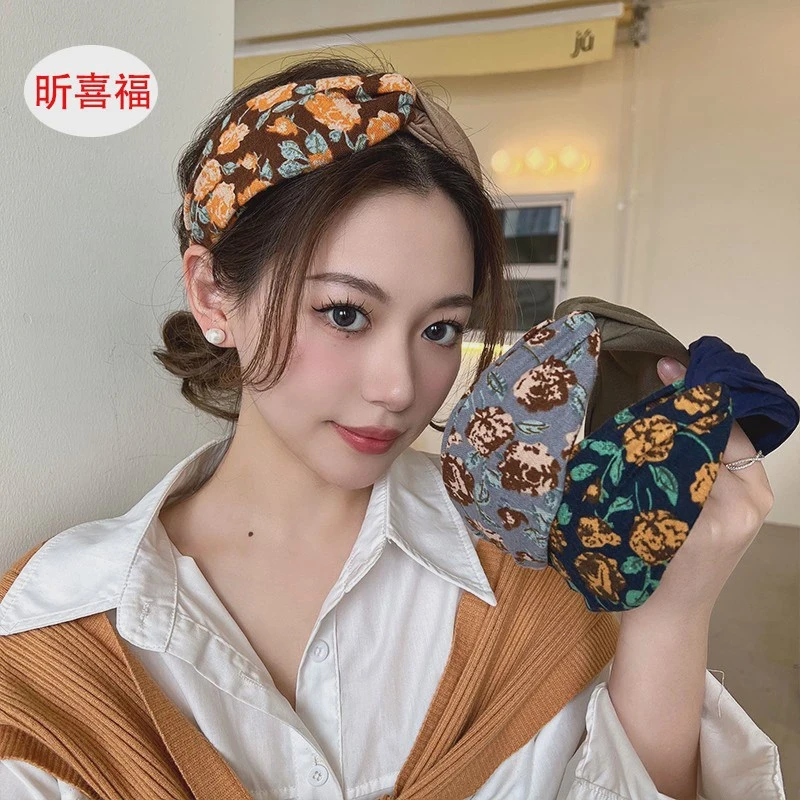 复古高级感小碎花发箍女网红2022年新款头饰简约发卡优雅宽边头箍