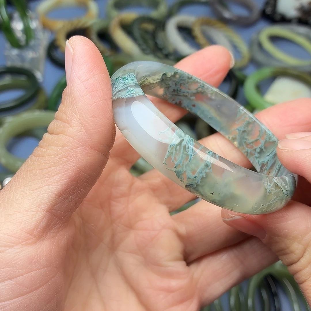 玛瑙/玉髓未镶嵌手镯水草玛瑙手镯59mm