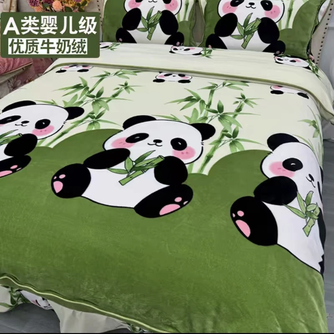 高克重加厚牛奶绒床裙款四件套