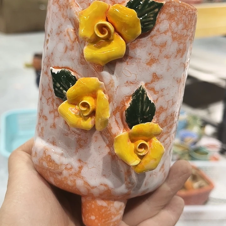 瓷片花盆多肉植物艺术品