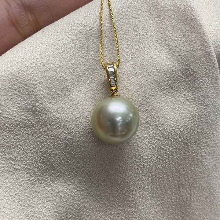 银S925镶嵌吊坠(不含链)海水珍珠13mm40号