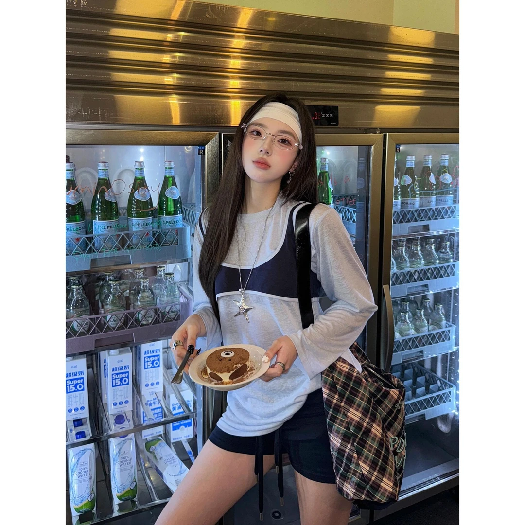 假两件上衣休闲裤两件套Q 9187#