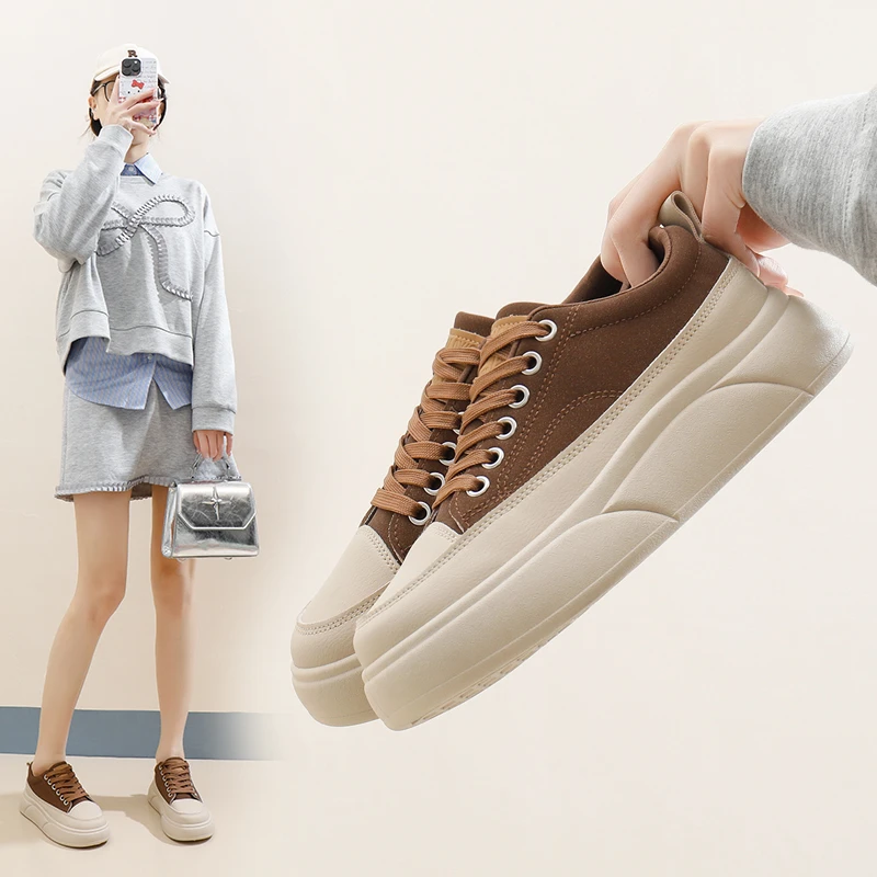 小白鞋女2025新款春季厚底休闲运动板鞋百搭韩版轻便增高豹纹女鞋