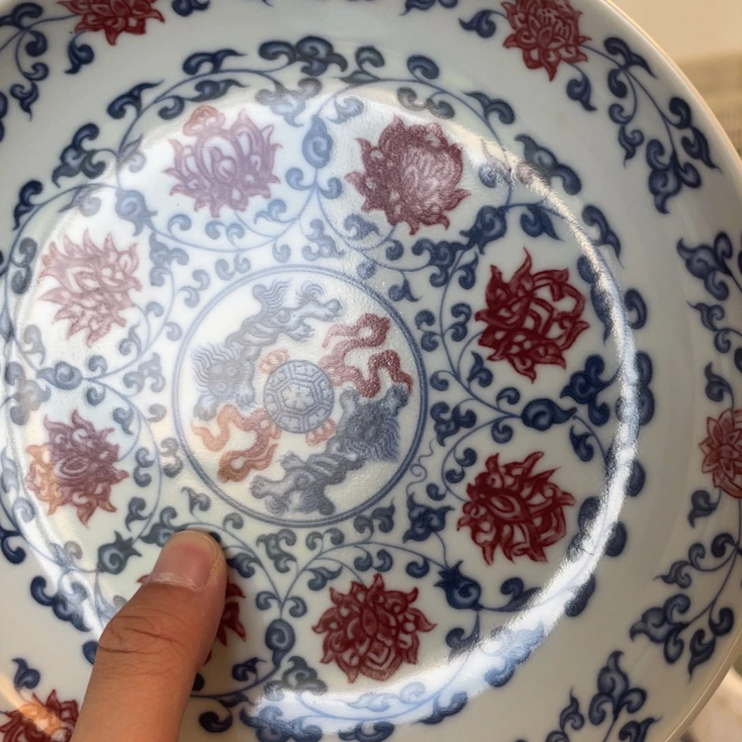 瓷片景德镇釉里红缠枝莲大壶承