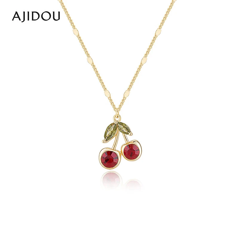 非金属仿水晶项链 阿吉豆项链女款时尚可爱复古俏皮樱桃【YFX】