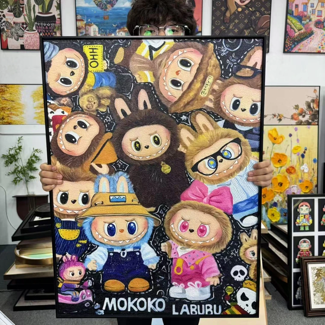 拉布布潮玩风格装饰画适合房床头玄关餐厅沙发卧室6080