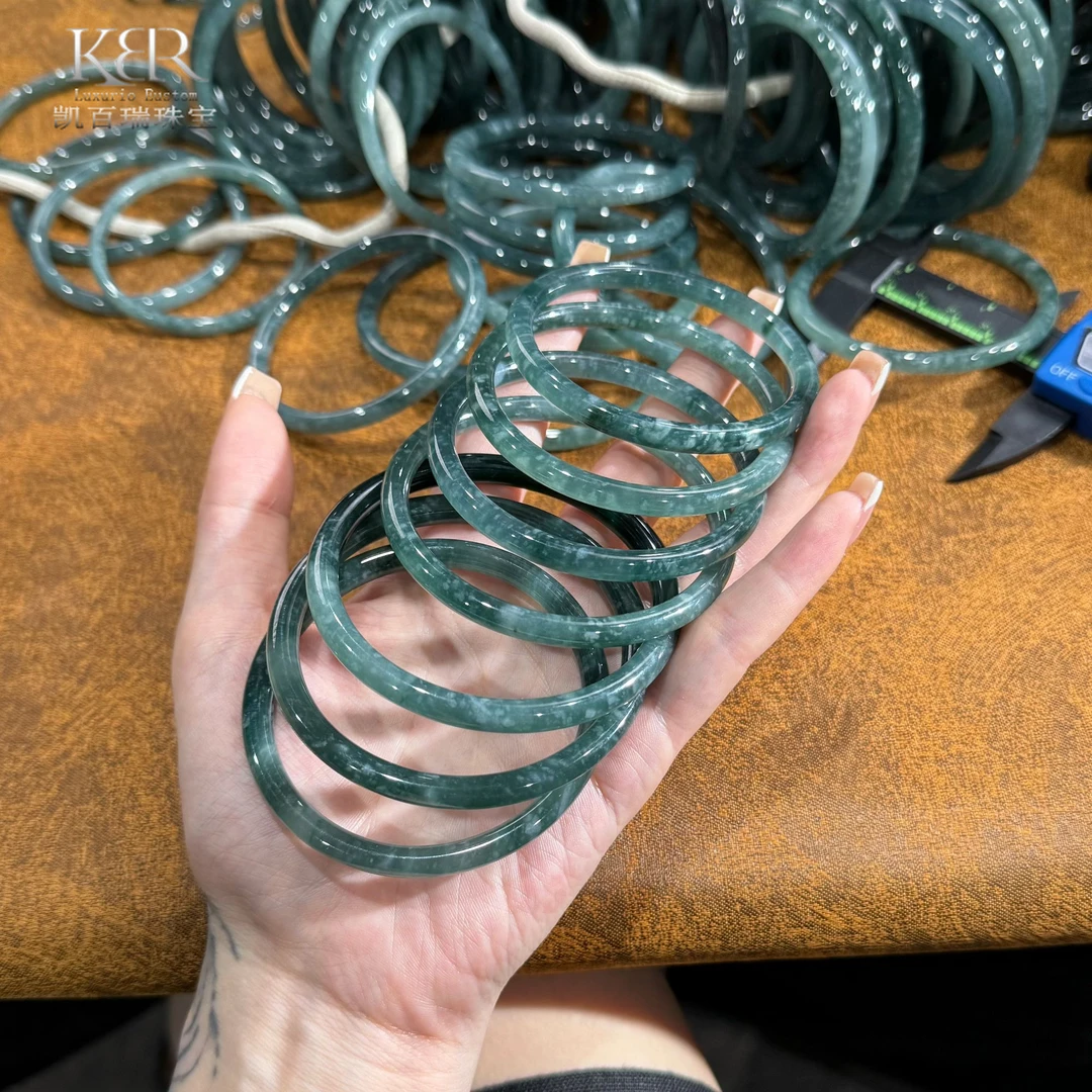 天然A货翡翠叮当手镯镯子简约百搭气质多样性发/单只 KBR0716001