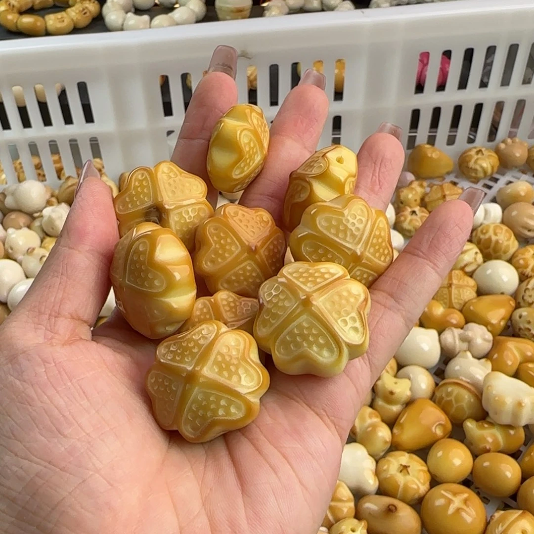 手串菩提根/象牙果微瑕牙果炭烤四叶草10颗
