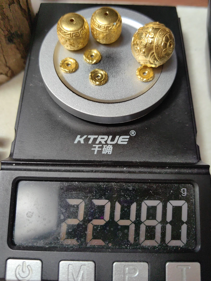 足金999黄财圆珠回纹金珠黄金手串配饰